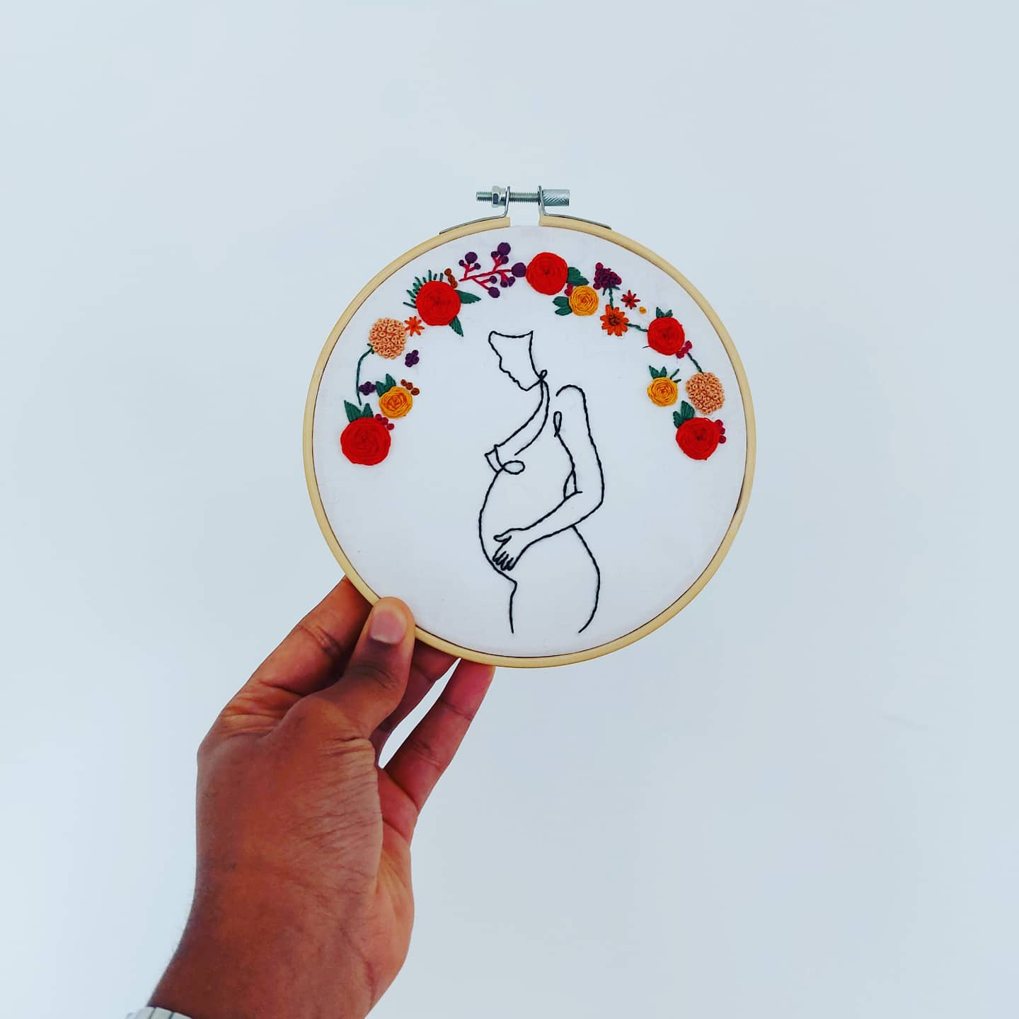 pregnant embroidery hoop design